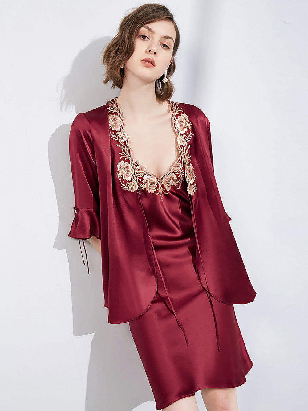 100% Mulberry Silk Cape & Chemise 2pcs set