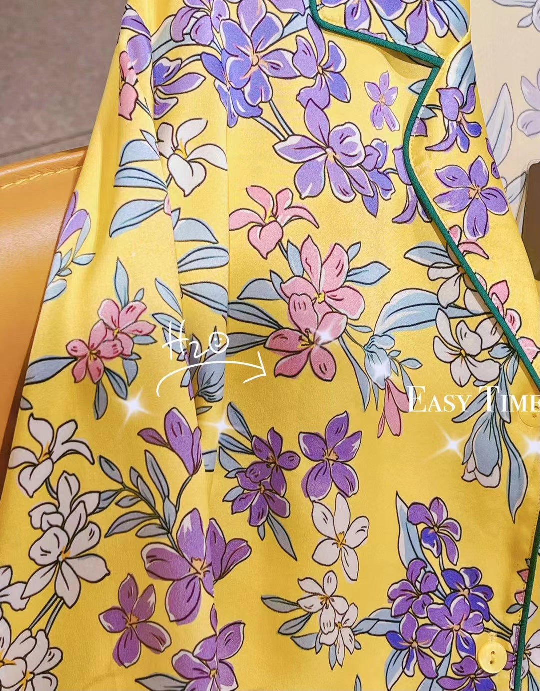 Women's 19MM 100% Silk Pajamas Set Print Silk Sleepwear