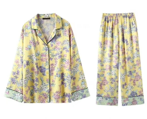 Women's 19MM 100% Silk Pajamas Set Print Silk Sleepwear