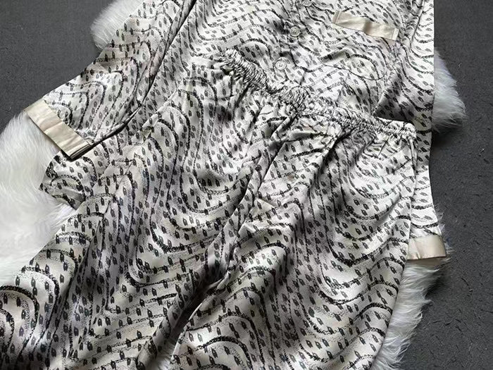 Men's Print 100% Mulberry Silk Pajamas Set