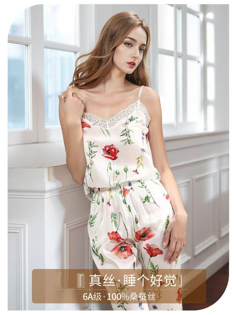 New Women's 100% Silk Pajamas Sets