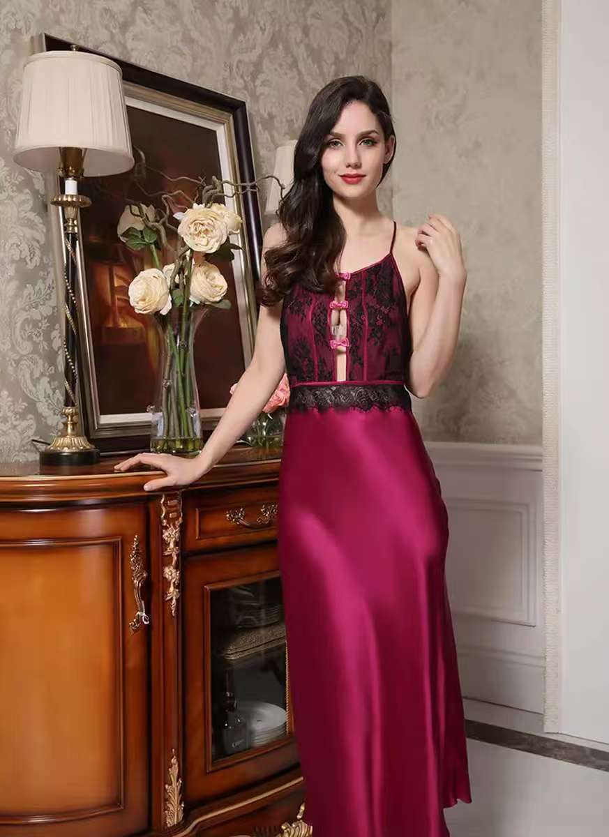 Womens Silk Lacy Hollow Out Design Chemise