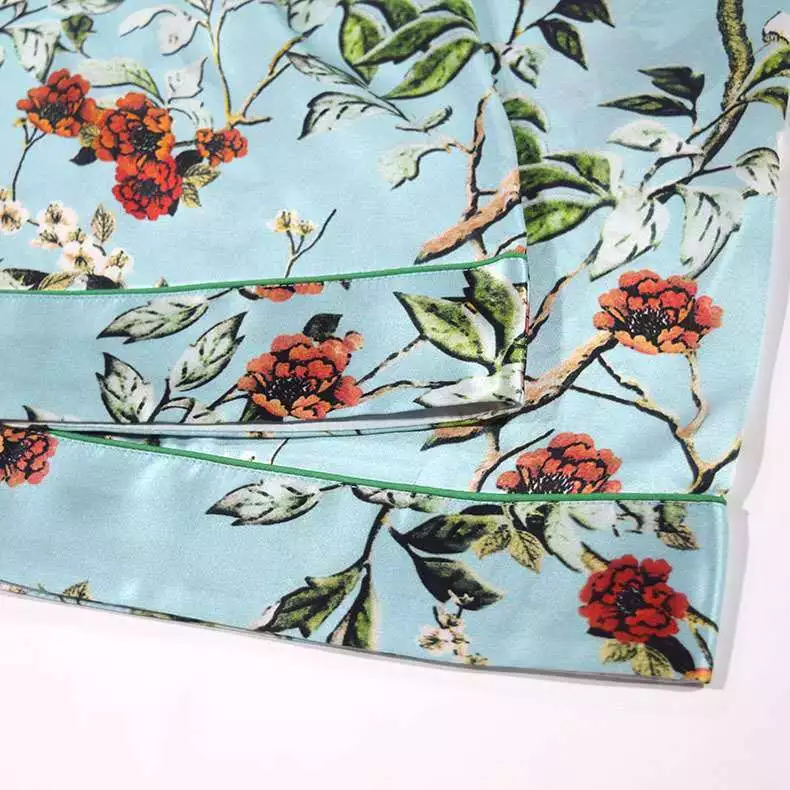 Women's 100% Silk Pajamas Set Print Silk Sleepwear