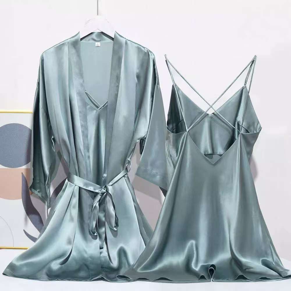 Women's 100% Silk Robe & Gown Set