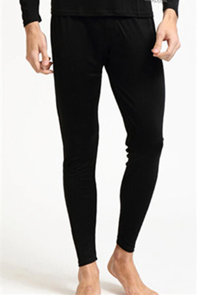 Men's 100% Silk Long Johns Set Crew Neck