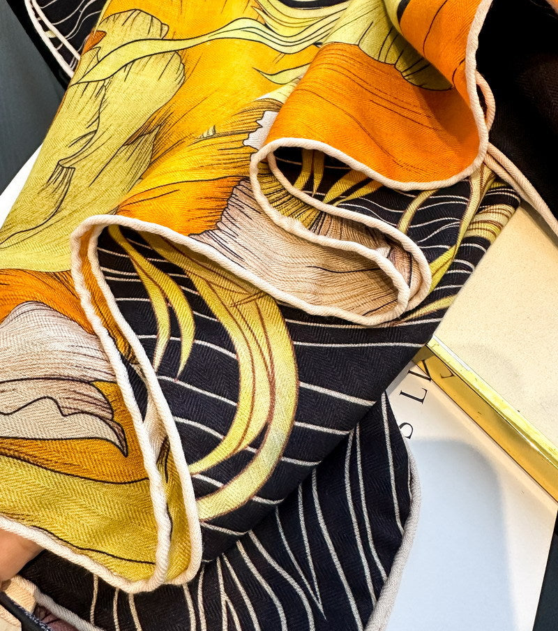 Silk and Wool Square Scarf 53"