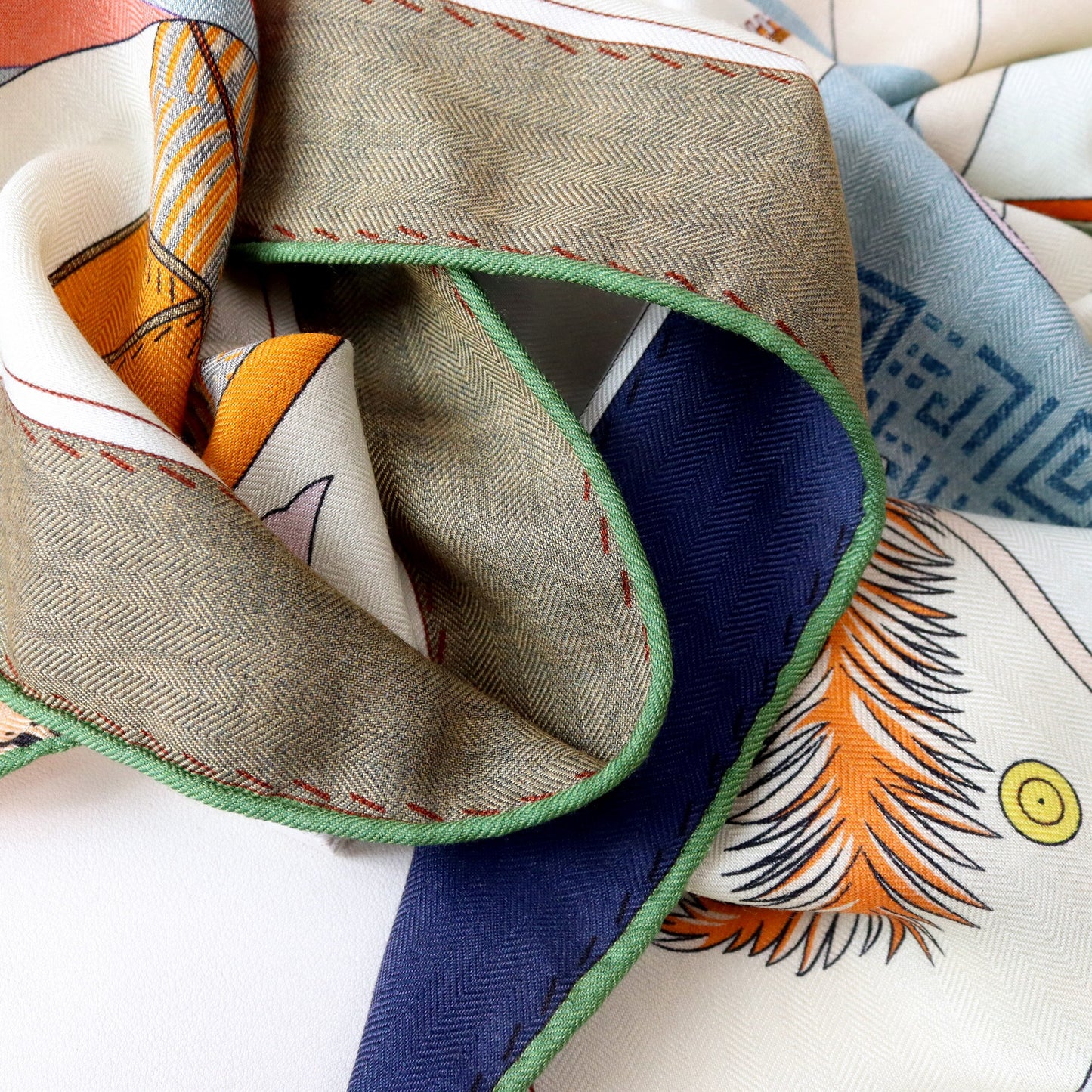 Double-Sided Two-Tone Silk & Wool Square Scarf 53"