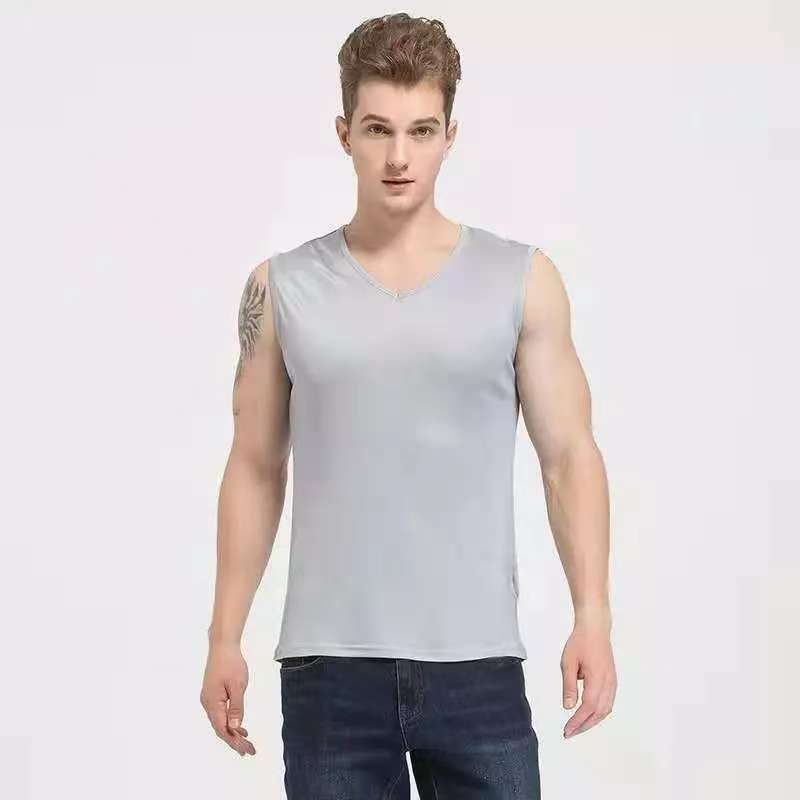 Men's 100% Silk Tank Top V-Neck