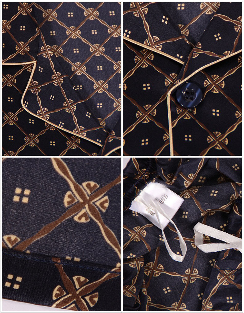 Men's 100% Silk Pajama Set Print Silk Sleepwear