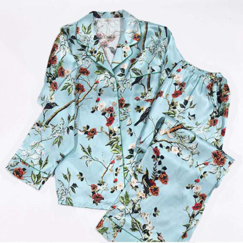 Women's 100% Silk Pajamas Set Print Silk Sleepwear