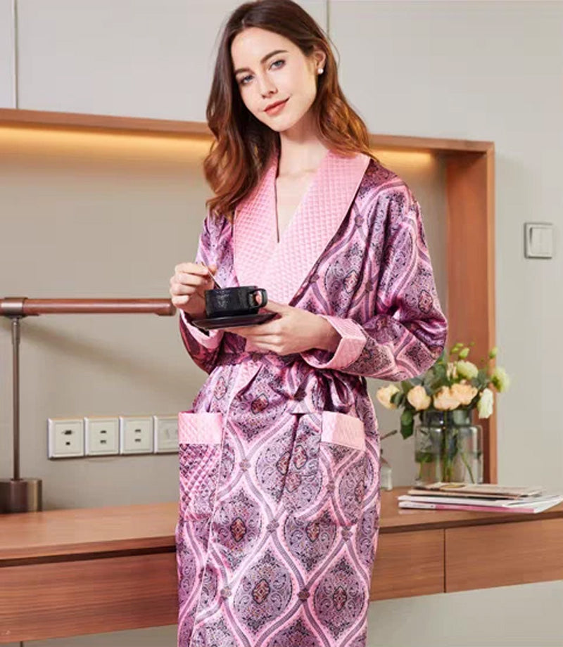 Women's 100% Mulberry Silk Robe for Winter & Fall
