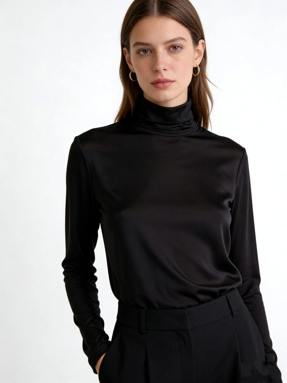 Women's 100% Mulberry Silk Turtleneck Top