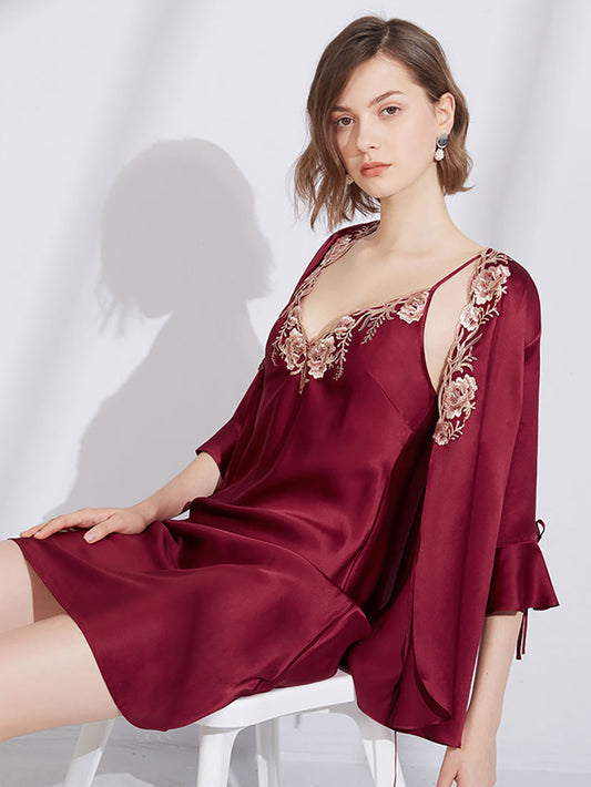 100% Mulberry Silk Cape & Chemise 2pcs set