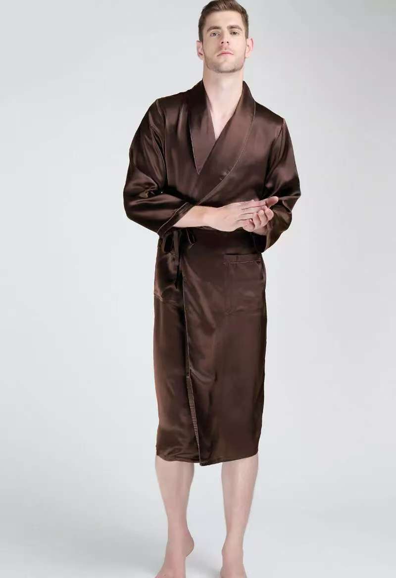 Men's Heavy Weight 30MM 100% Mulberry Silk Robe Silk Bathrobe Sleepwear S M L XL