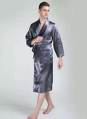 Men's Heavy Weight 30MM 100% Mulberry Silk Robe Silk Bathrobe Sleepwear S M L XL