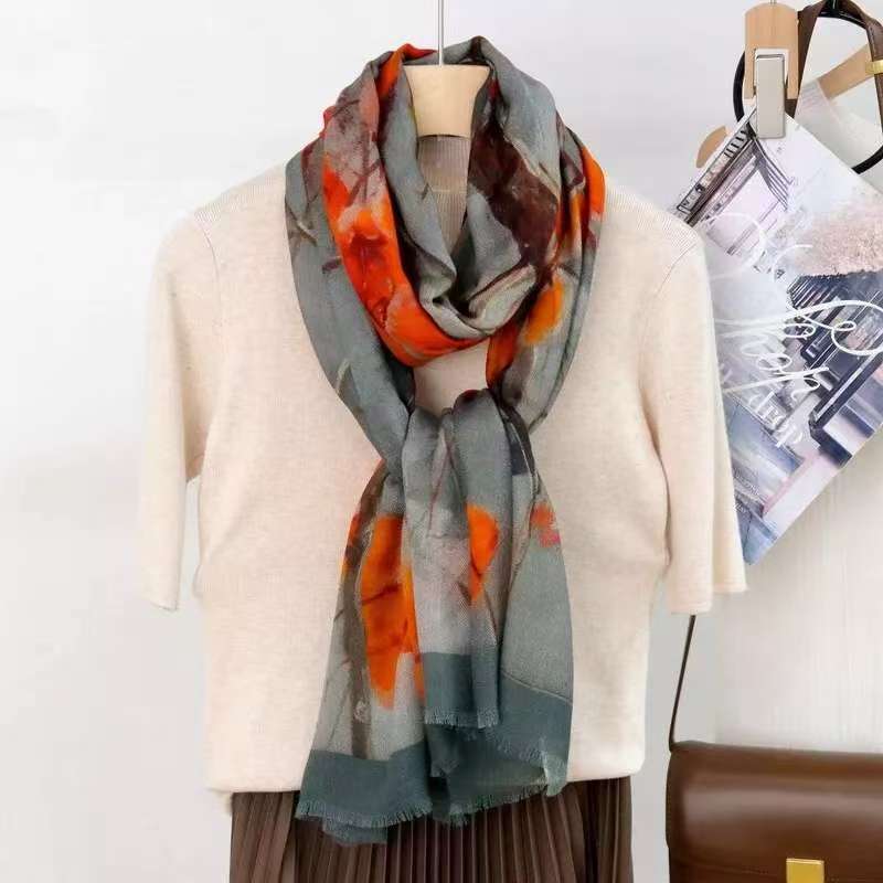 100% Cashmere Long Scarf Soft and Warm Wool Wrap Classic Pattern 200×100cm