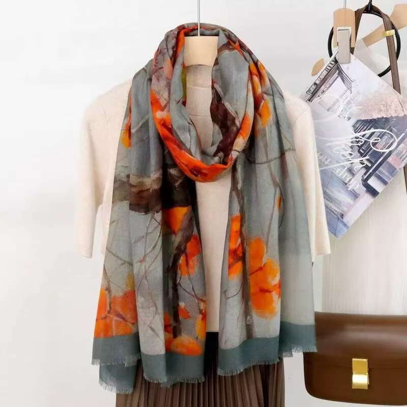 100% Cashmere Long Scarf Soft and Warm Wool Wrap Classic Pattern 200×100cm