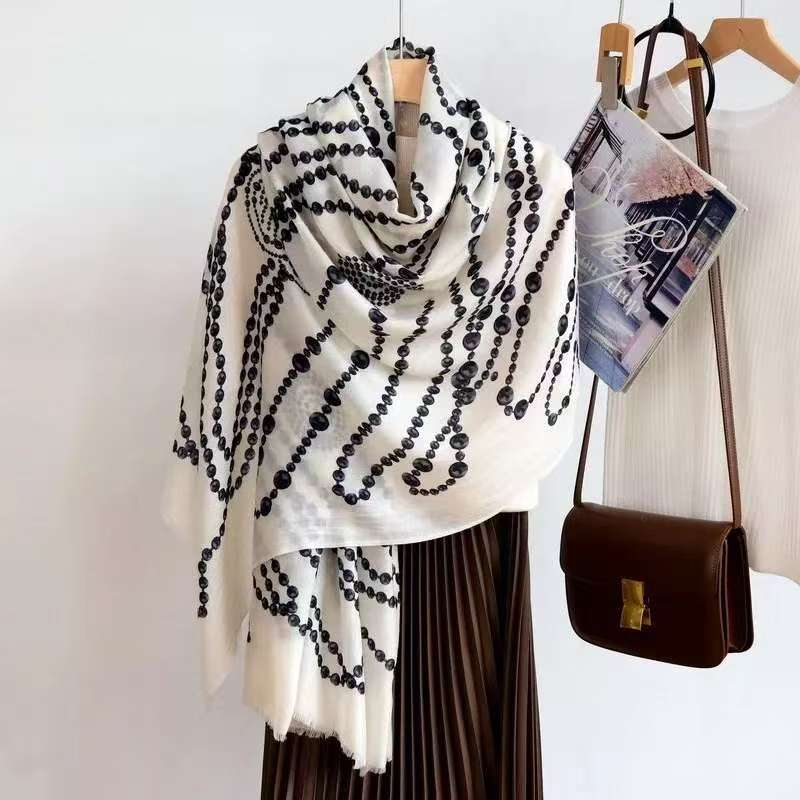 100% Cashmere Long Scarf Soft & Warm Wool Wrap Classic Animal Pattern 200×100cm