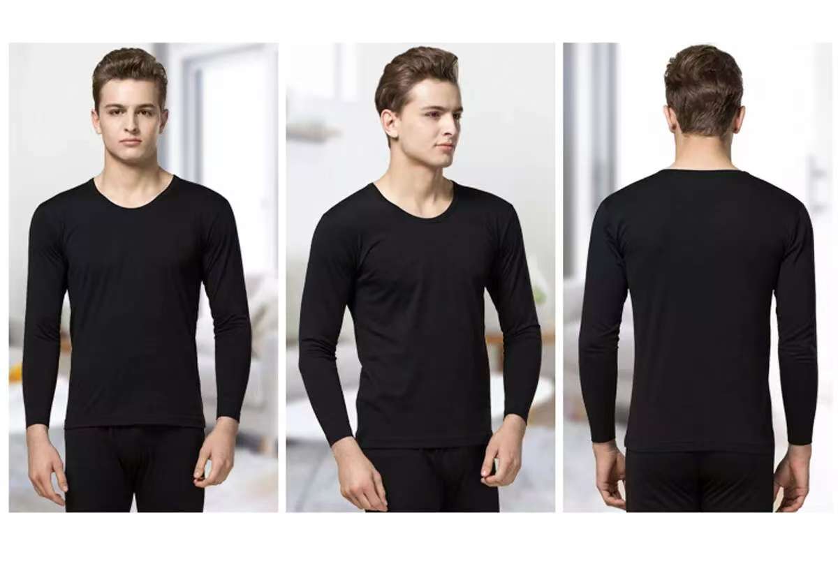 100% Silk Undershirt Long Sleeves Base Layer Shirt Thermal Underwear