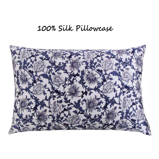 Luxury Mulberry Silk 2-Piece Printed Pillowcases Floral Fantasy