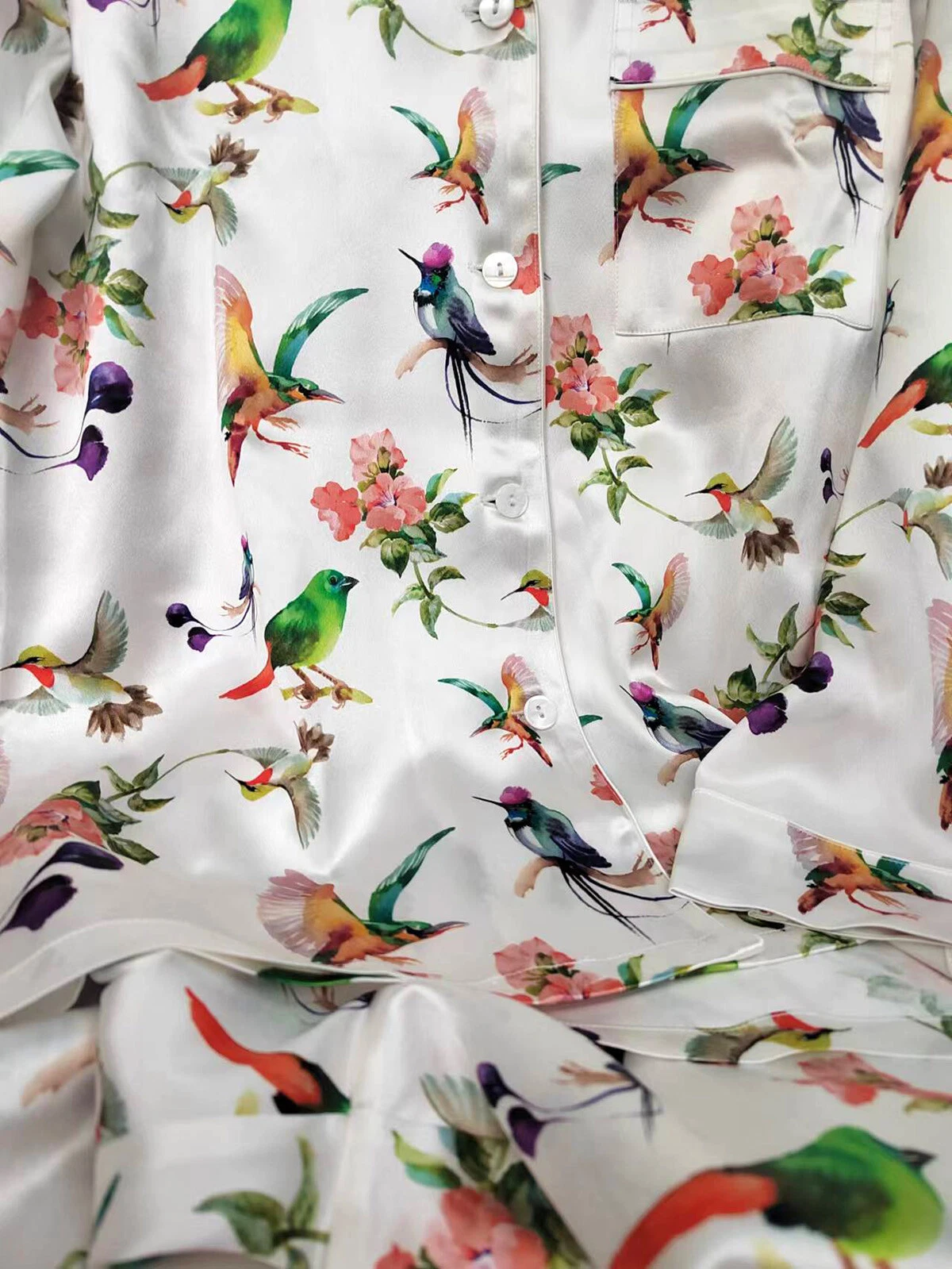 Women's 100% Silk Pajama Set Floral