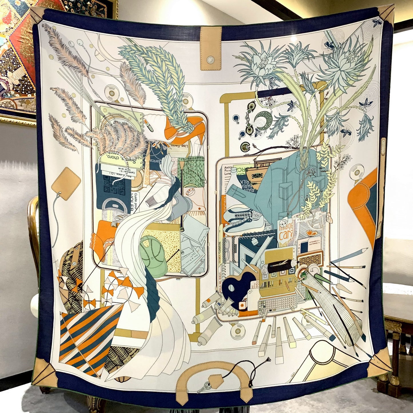 Double-Sided Two-Tone Silk & Wool Square Scarf 53"