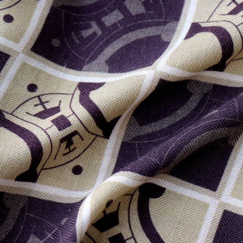 Double-Sided Two-Tone Silk and Wool Square Scarf 53"