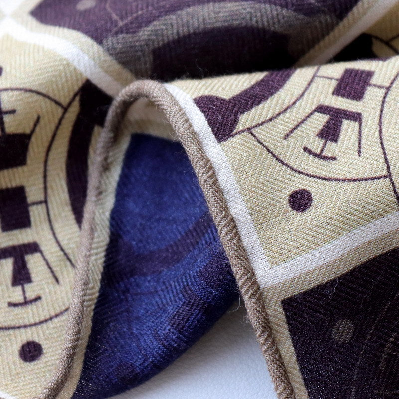 Double-Sided Two-Tone Silk and Wool Square Scarf 53"