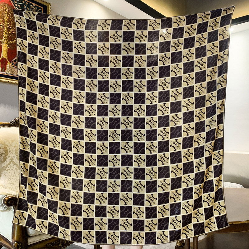 Double-Sided Two-Tone Silk and Wool Square Scarf 53"