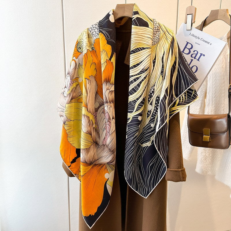 Silk and Wool Square Scarf 53"