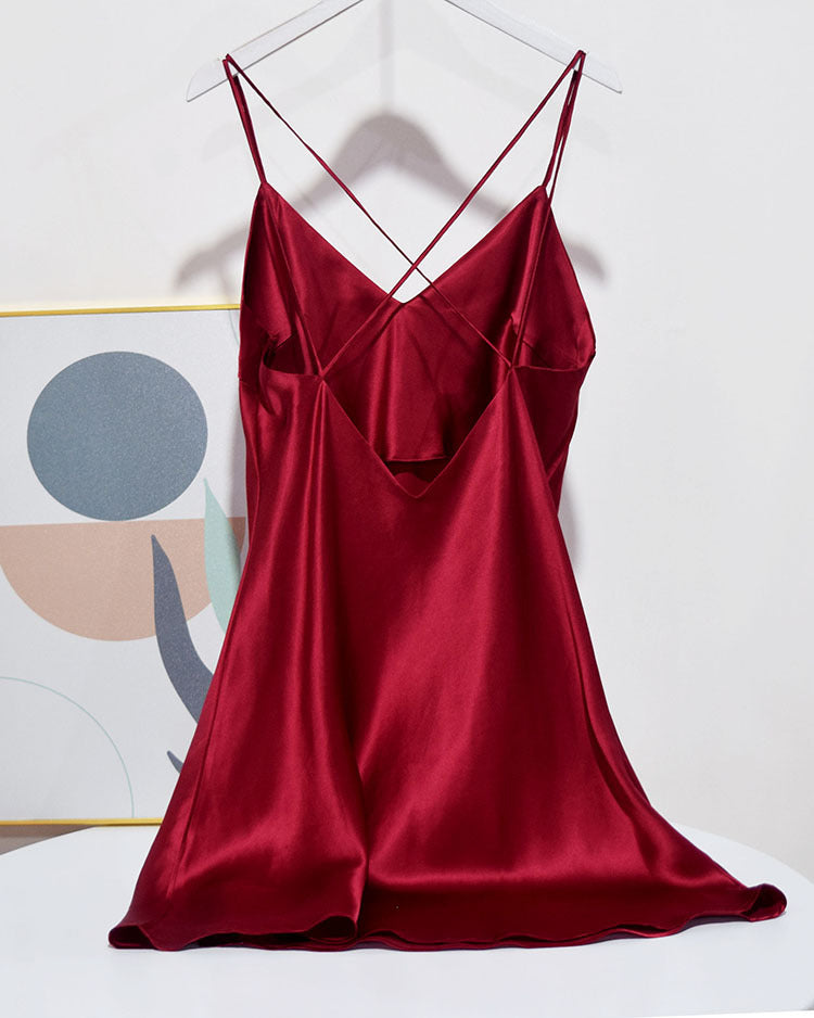 Women's 100% Pure Mulberry Silk Chemise Slip Sexy Silk Sleepwear XS S M L XL