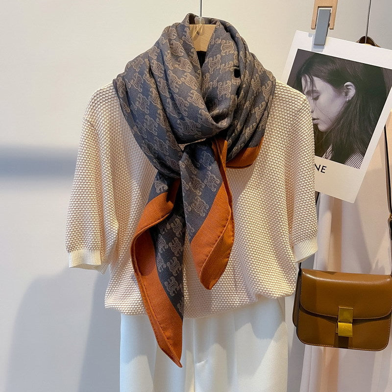 Silk and Wool Square Scarf 53"