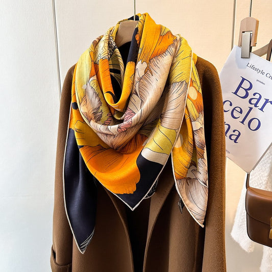 Silk and Wool Square Scarf 53"