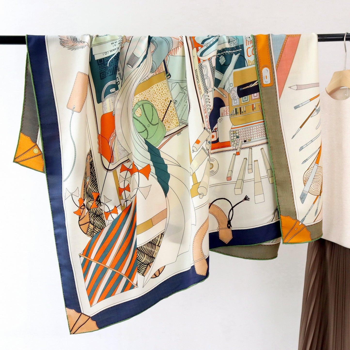 Double-Sided Two-Tone Silk & Wool Square Scarf 53"