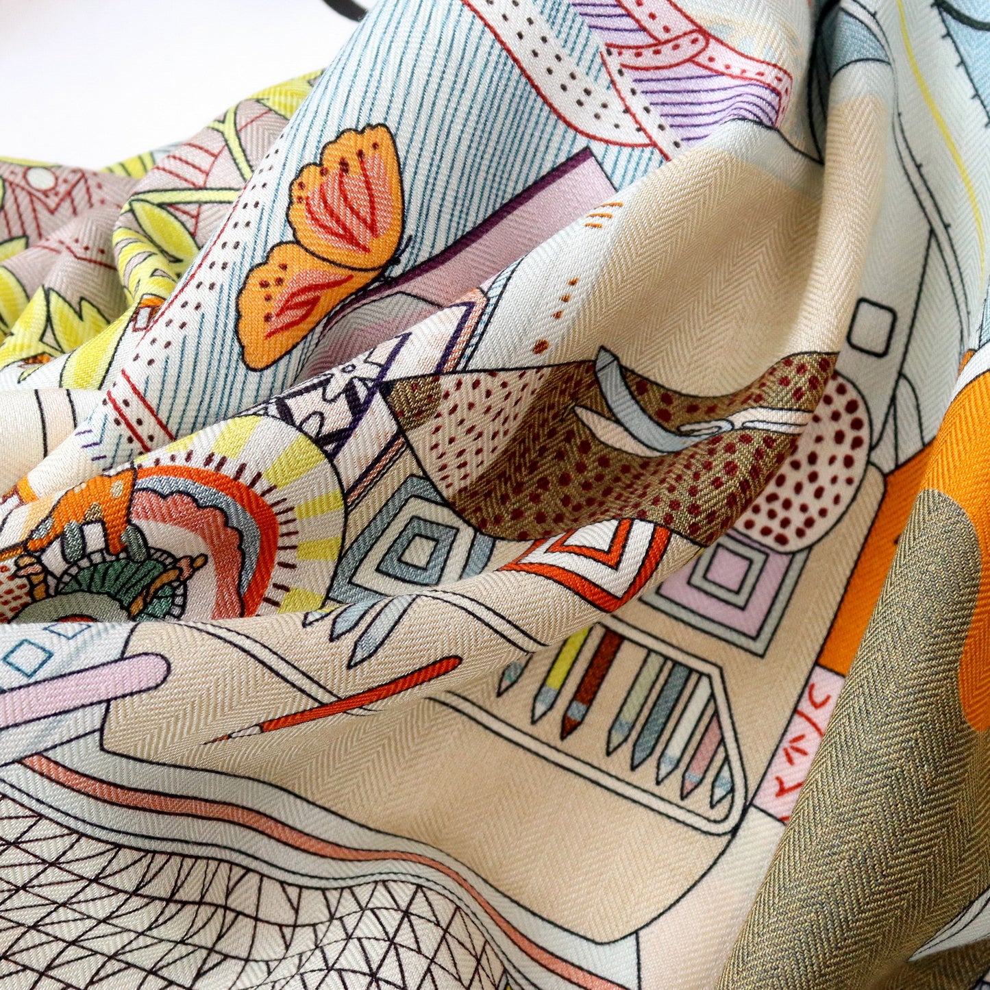 Double-Sided Two-Tone Silk & Wool Square Scarf 53"