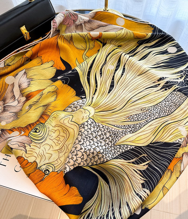 Silk and Wool Square Scarf 53"