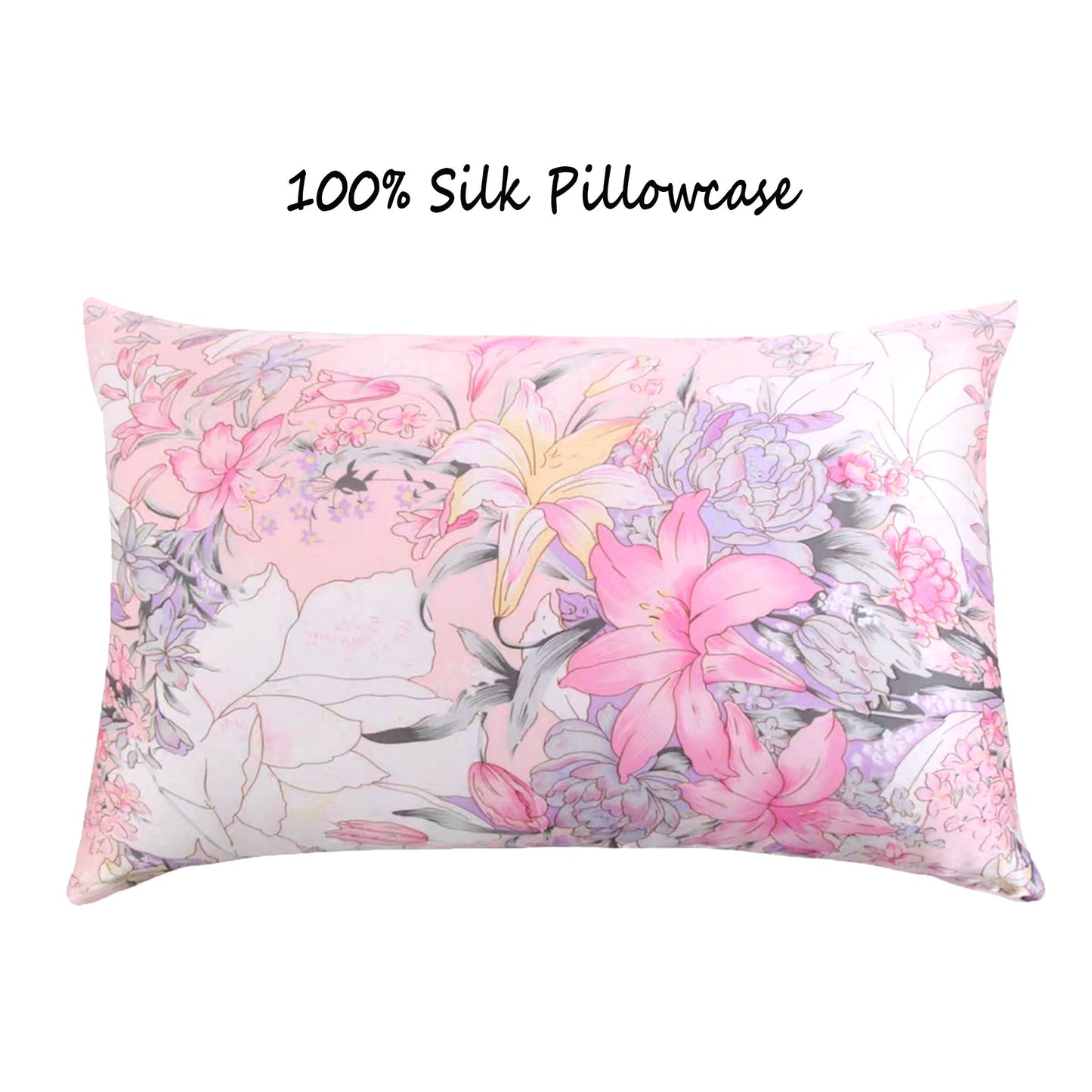 Luxury 2 Pcs Printed Silk Pillowcases - Zipper Closure