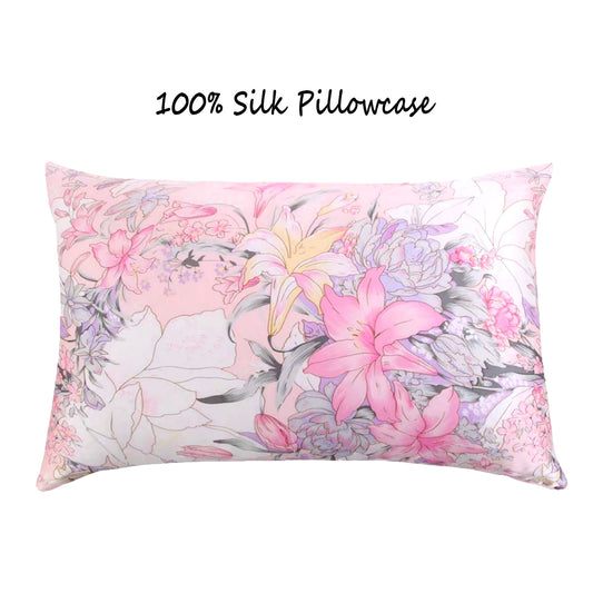 Luxury 2 Pcs Printed Silk Pillowcases - Zipper Closure