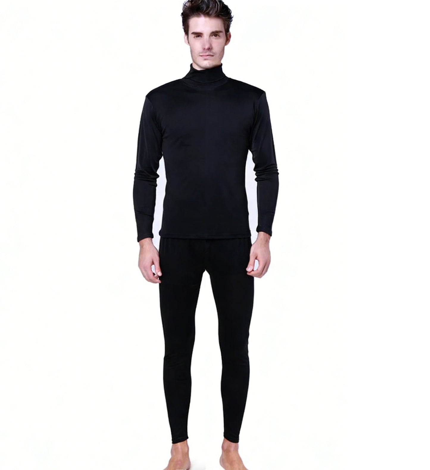 Men's 100% Silk Long Johns Set Turtle Neck