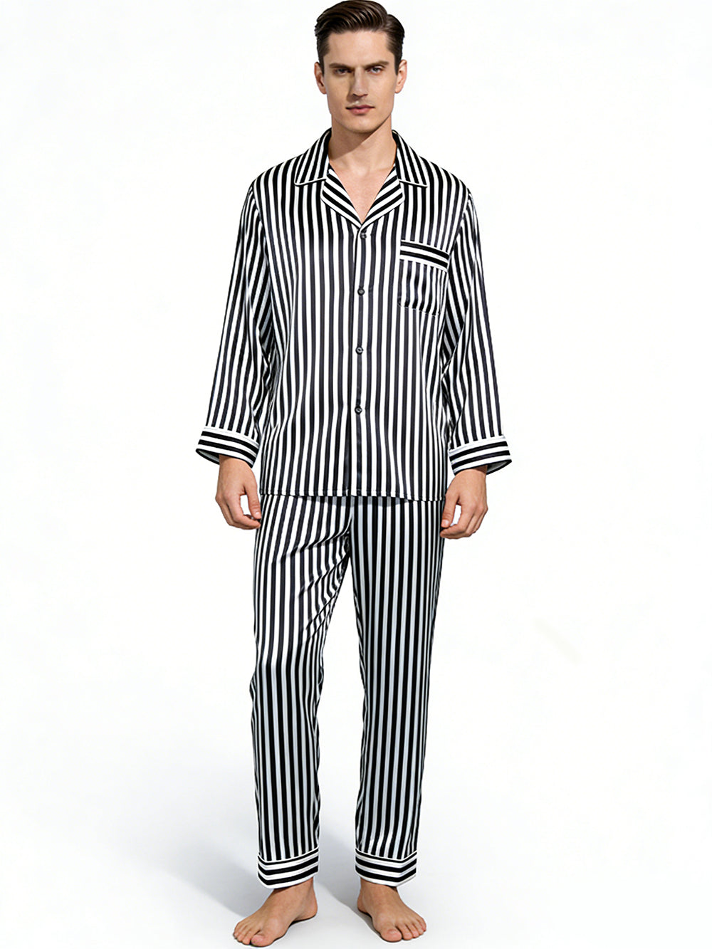 Men's 22MM Silk Striped Pajama Set
