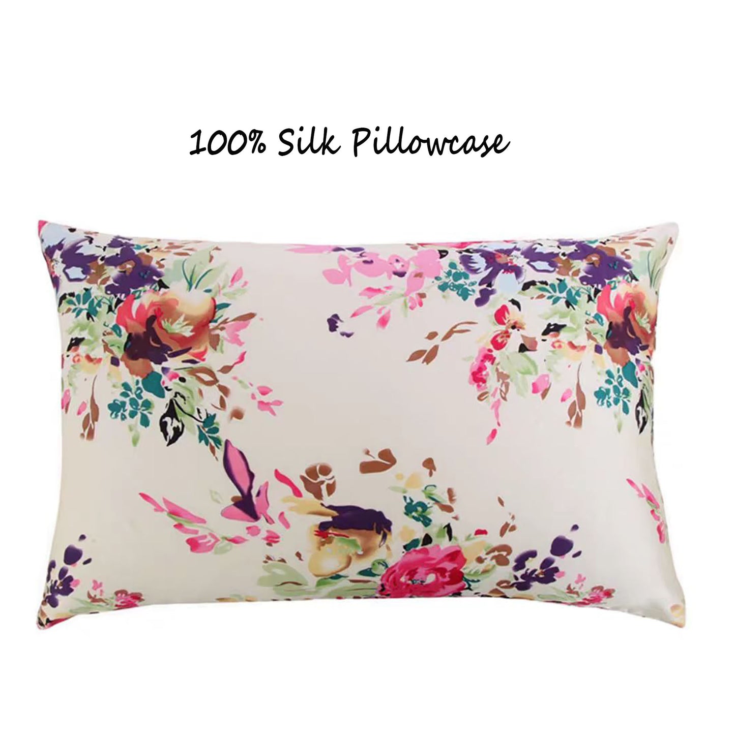 2 Pcs Silk Pillowcases with Floral Print