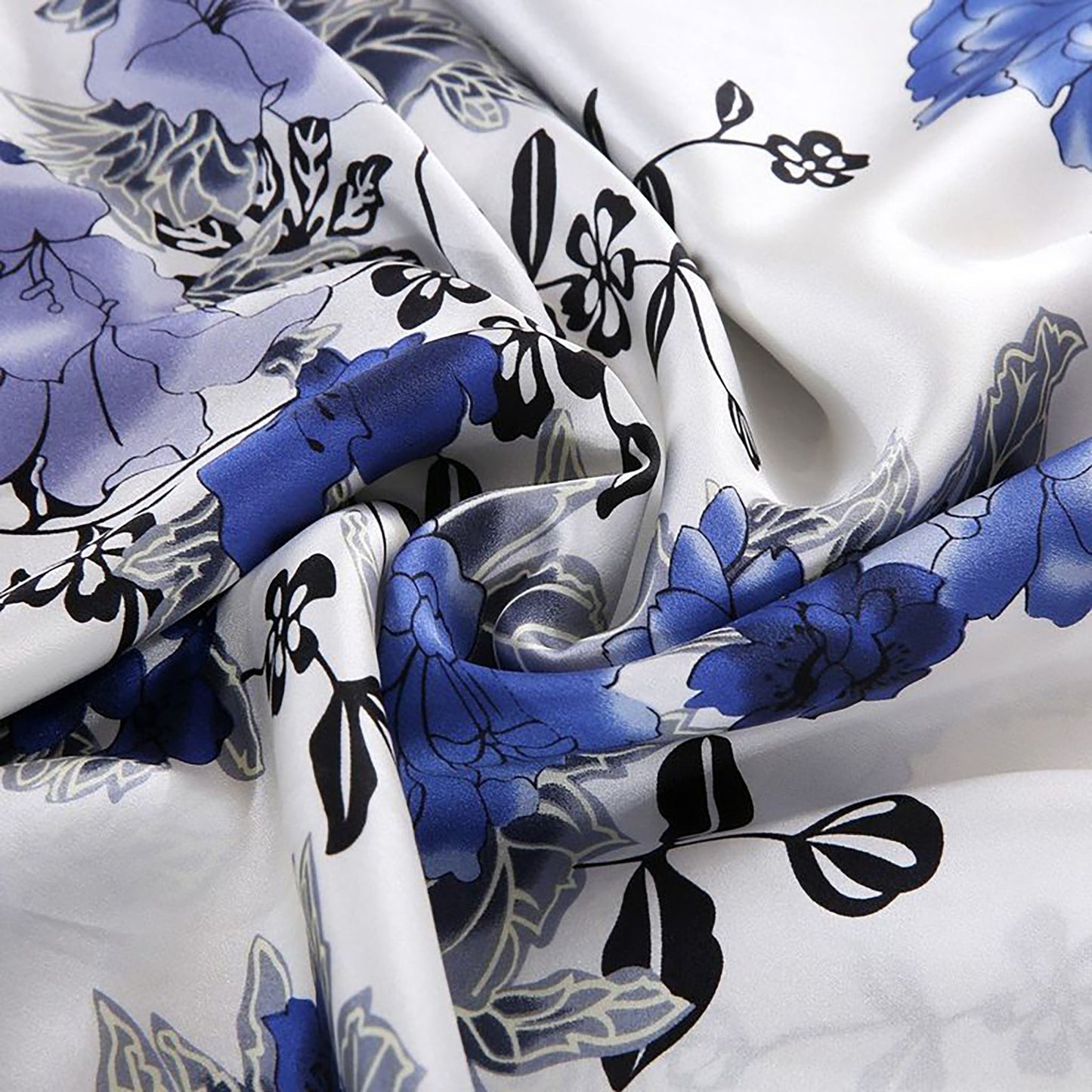 2Pcs Luxury Silk Printed Pillowcases Oriental Bloom