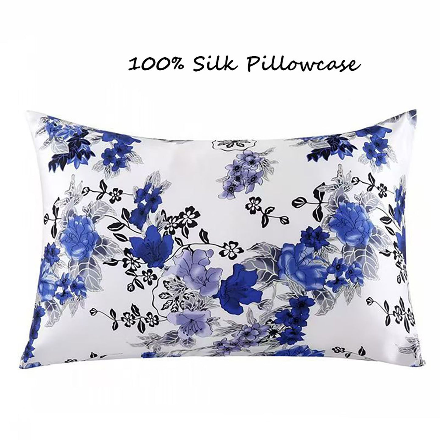 2Pcs Luxury Silk Printed Pillowcases Oriental Bloom