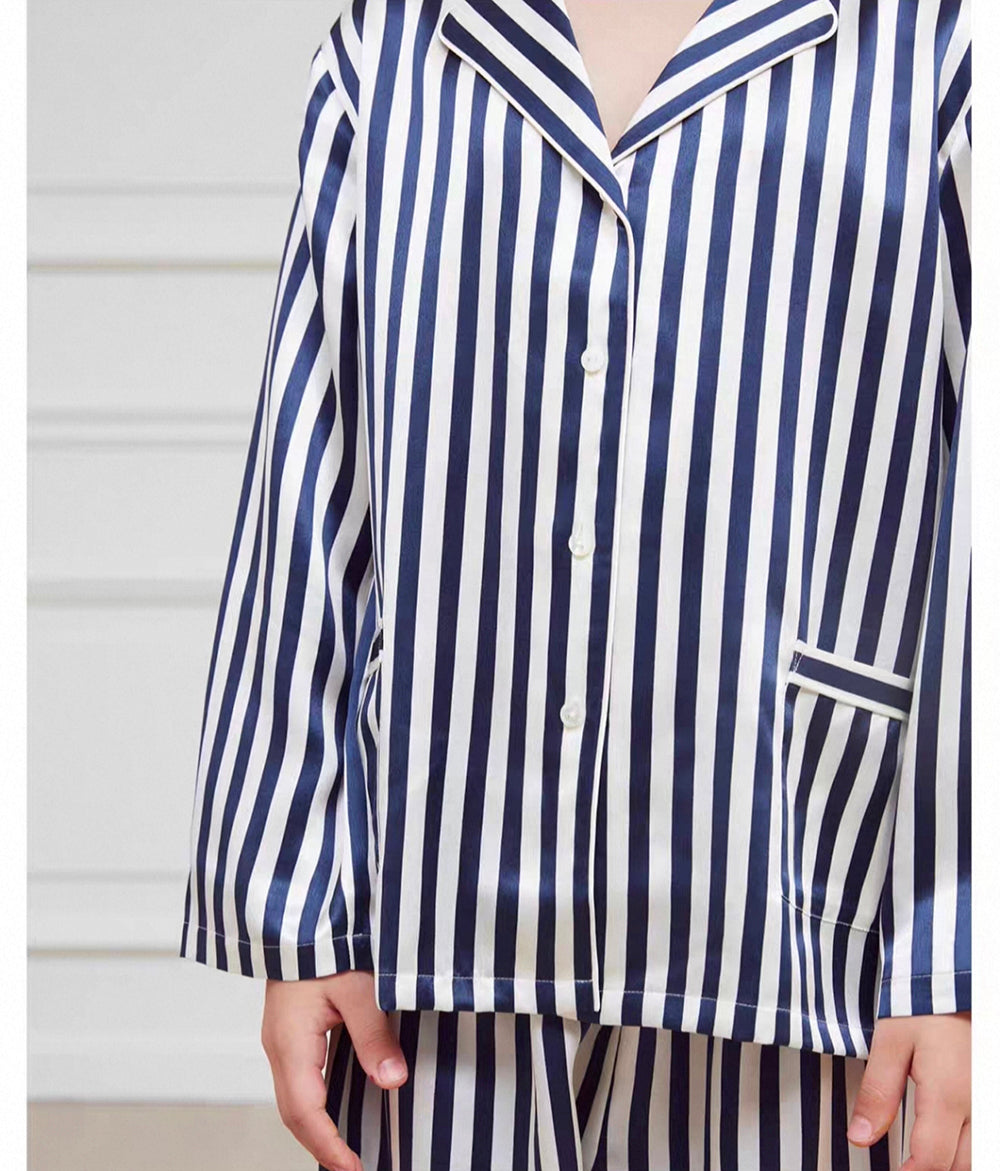 22 Momme Mulberry Silk Pajamas for Boys | Kids Striped Silk Sleepwear Set