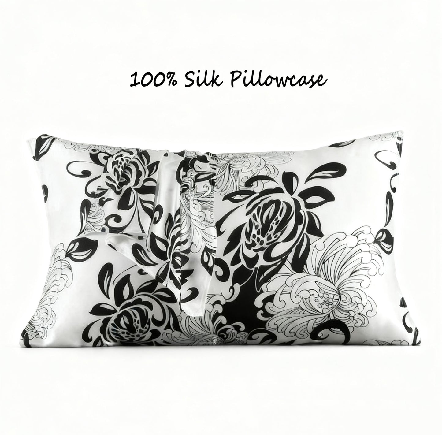 2Pcs Luxury Silk Printed Pillowcases Ink Blossom