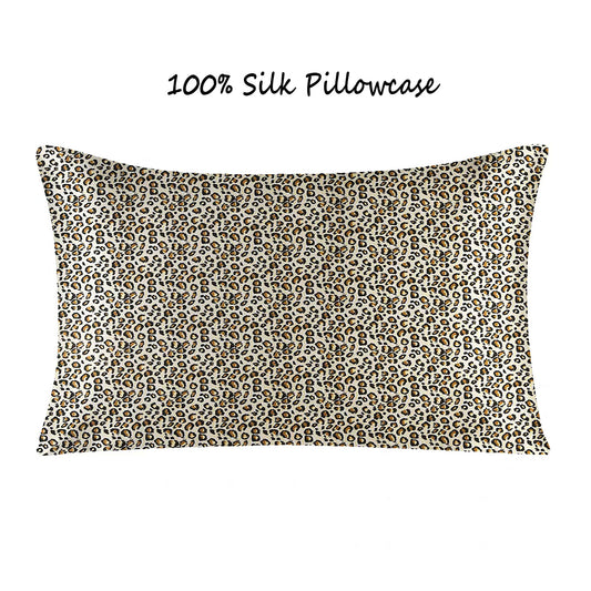 2pcs 100% Silk Floral Pillowcases  Wild Leopard