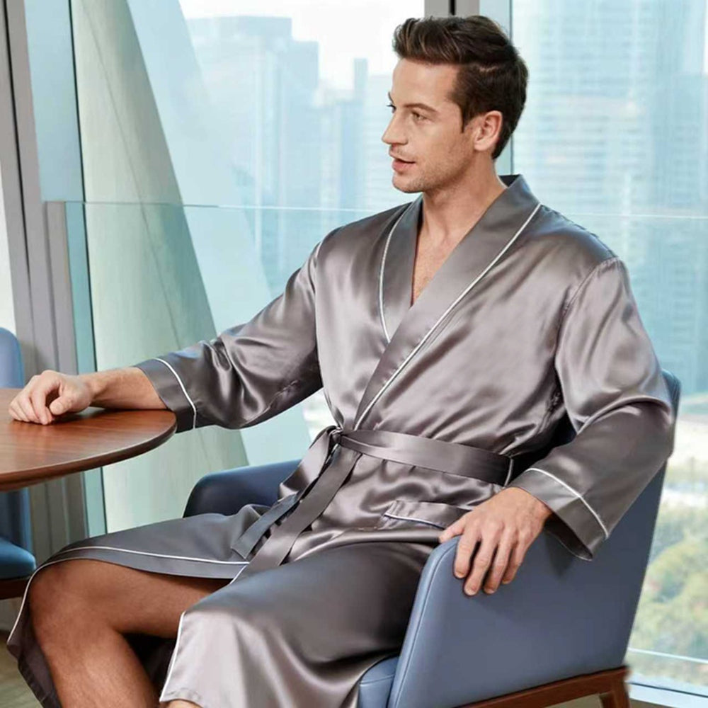 Men's 40MM 100% Mulberry Silk Dressing Gown