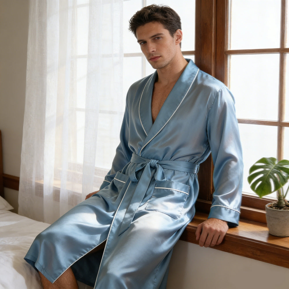 Men's 40MM 100% Mulberry Silk Dressing Gown