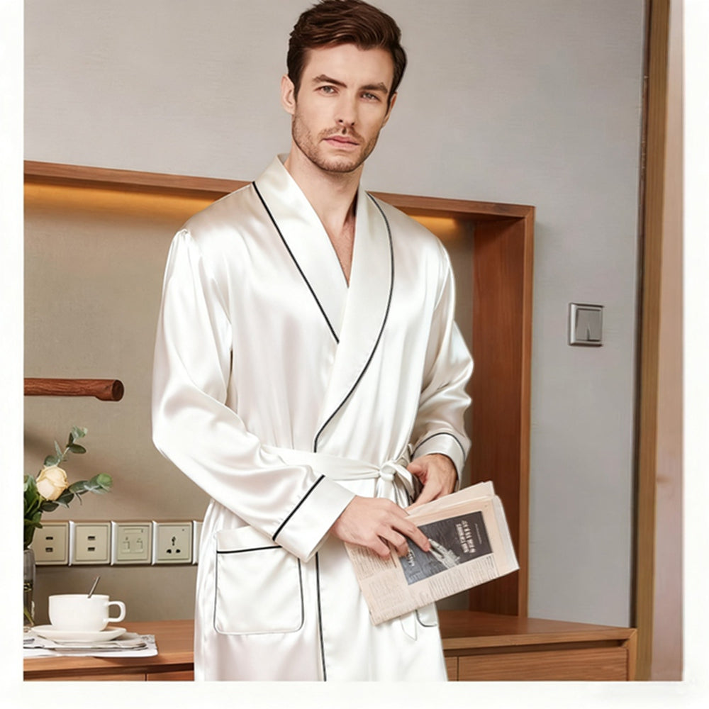 Men's 40MM 100% Mulberry Silk Dressing Gown