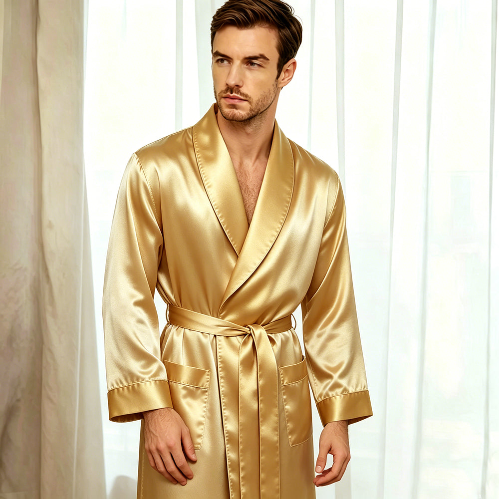 Men's Heavy Weight 30MM 100% Mulberry Silk Dressing Gown
